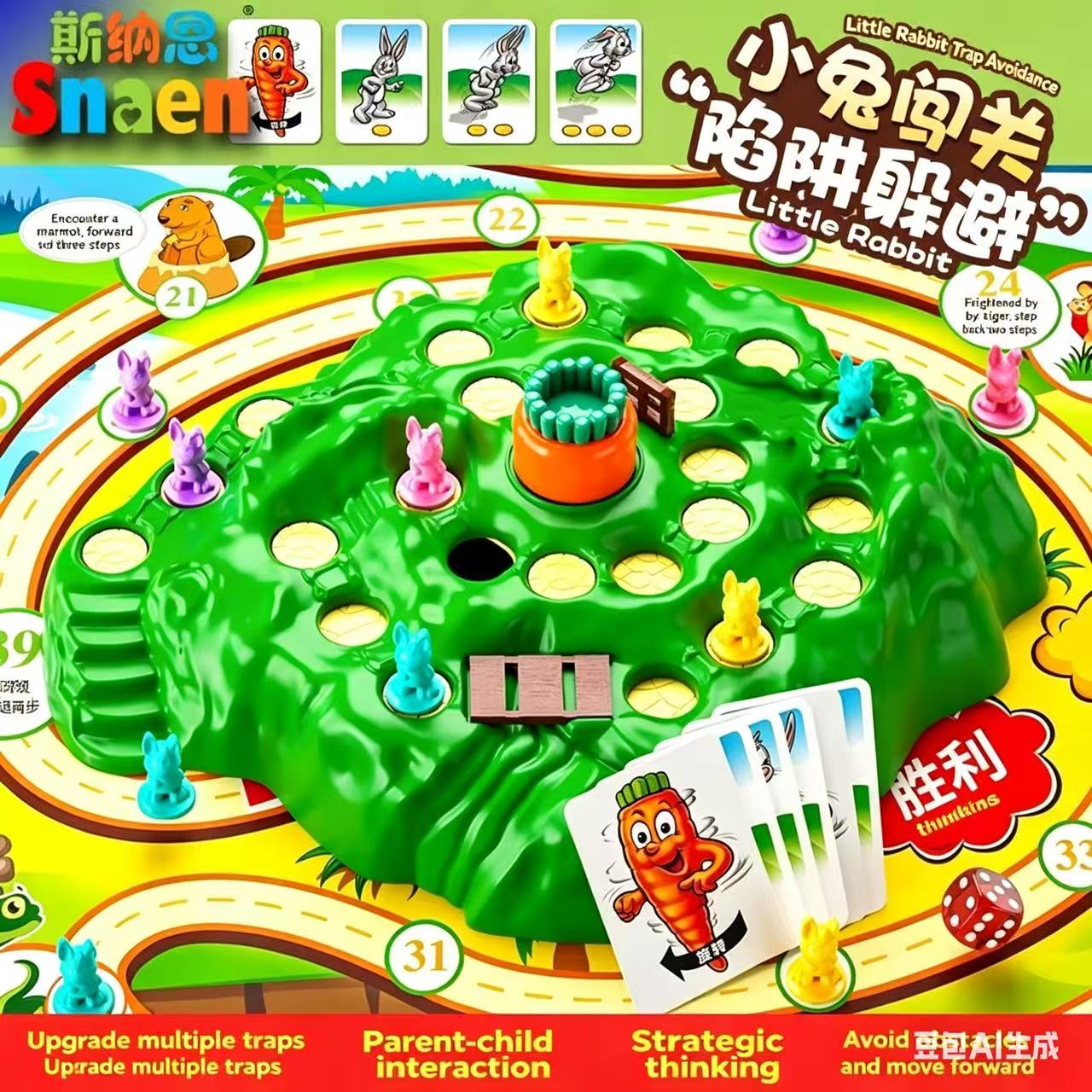Board Game Land - ホットセール楽しいおもちゃウサギトラップアップグレード版ボードゲームカード親子インタラクティブ集会クリエイティブテーブルゲーム男の子女の子誕生日プレゼント