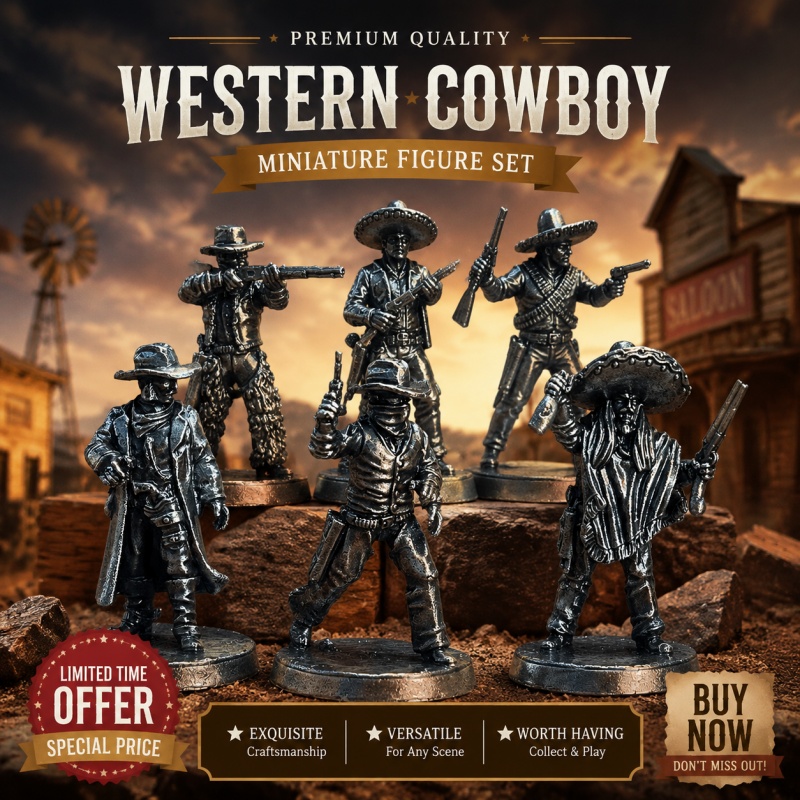 Board Game Movie - ワイルドウェストカウボーイ白銅ミニチュア金属製置物卓上ウォーゲームデスク装飾品ボードゲーム趣味愛好家のためのコレクターズギフト
